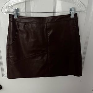 Brown Leather Mini Skirt